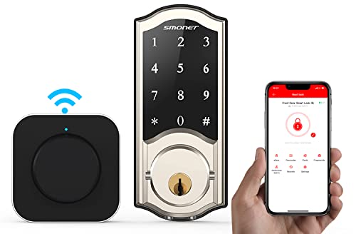 WiFi Smart Lock,SMONET Electronic Digital Bluetooth Smart Deadbolt,Keyless Entry Door ...
