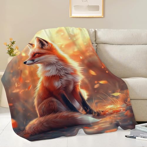 Fox Blanket Orange Fox Throw Blanket Fox Gifts for Girls Women Kids Boys Adults Men Super Soft Cozy Plush Fluffy Fuzzy Fleece Blanket Home Decor 50''X60''