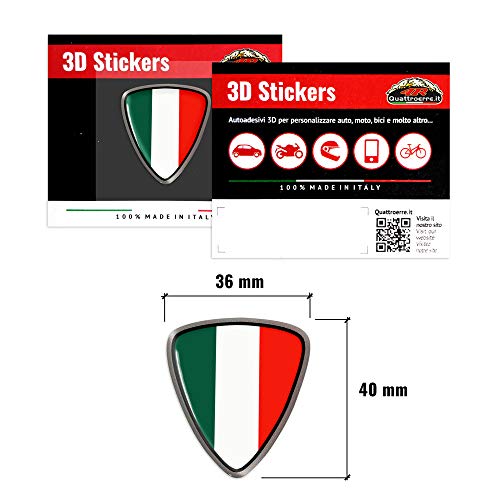 4R Quattroerre.it 32112 3D Aufkleber Italien Flagge Schild Sticker HQ, 40 x 36 mm, Grün, Weiß, Rot