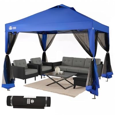 CROWN SHADES Gazebo 10x10 Pop Up Canopy with Mo...