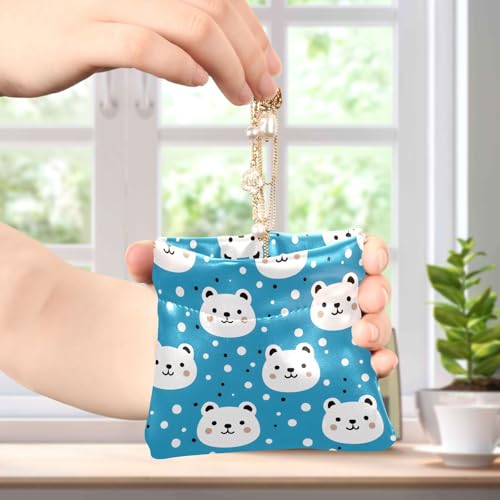 Coin Purse for Women Arctic Bear Polka Dot Coin Pouch Change Holder PU Leather Mini Wallet Portable Coin Bag Money Pocket4