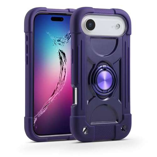Image of MARKILL Compatible with iPhone with Built-in 360Rotating Ring Stand, Military Grade Drop Protection Full Body Rugged Heavy Duty Case Durable Cover (Deep Purple, iPhone Air)
