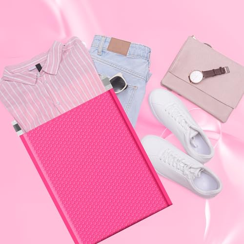 Image of Fuxury Large Bubble Mailers 10.5x16 inch 40 Pack Self Seal Pink Padded Envelopes Waterproof Mailing Envelopes Bubble Padded Mailers for Packaging, Small Business #5