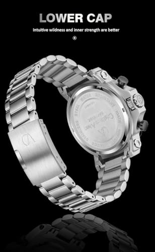 Cristiano Aillen Men's Analog Chronograph Watch, Black SILVER BLUE - Image 4