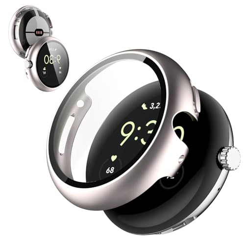 AIYYXX For Google Pixel Watch 4 P[X 41mm 45mm 3DpGbW ^ PC+KXf ̌^ pixel watch 4 P[X Ή ߗ LYh~ wh~ ȒPɎtE Sʕی Jo[ (4