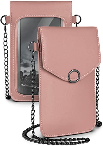 moex Sac à main pour toutes les séries Samsung - Petit sac à main pour femme avec compartiment séparé pour téléphone portable et fenêtre - Sac bandoulière rose