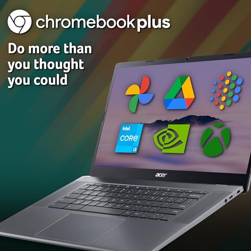 Acer Chromebook Plus 515 CB515-2H Laptop - Intel Core i3-1215U, 8GB, 256GB SSD, integrierte Grafik, 39.6 cm Full HD, Google Chrome OS, Eisen – Ansicht 2