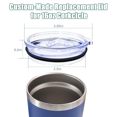 2Pack 16oz Replacement Lid Set for Corkcicle Tumbler,Double Sealing Spill Proof Replacement Top Compatible with 16oz Corkcicle Travel Coffee Mug,16oz Drink Cup Lids Fit for Corkcicle Water Bottle - Thumbnail 3
