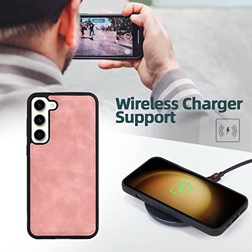 TwoHead for Samsung Galaxy S23 Plus Wallet Case with Card Holder & Detachable Magnetic Phone Case for Galaxy S23 + 6.6 in PU Leather Phone Case Wallet (Dream Pink) by TwoHead - Image 2