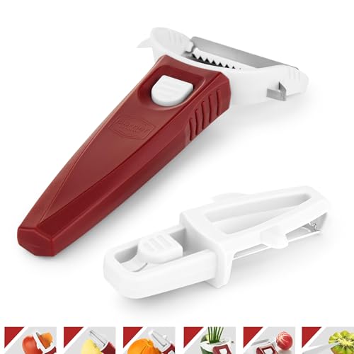 Börner Multi Peeler (3-in-1) • Julienne Cutter, Potato Peeler, Y-Peeler in One • Multifunctional Vegetable Peeler • Fruit Peeler for Peeling, Slicing, Garnishing • Color: White