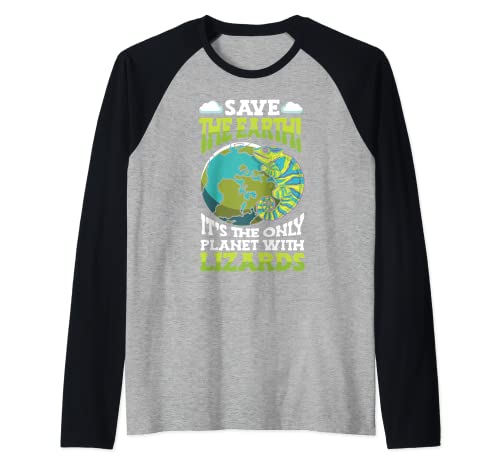 Save Earth It's The Planet Wildlife Earth Day Lézard Manche Raglan