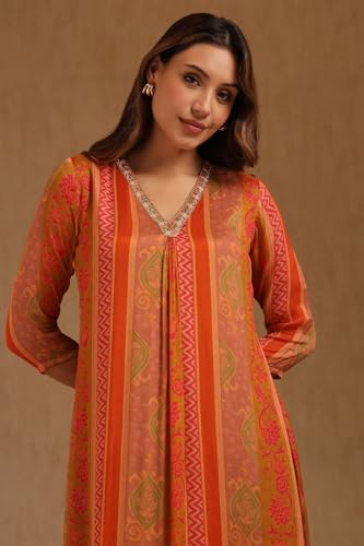 Robe longue Chinon en tissu fluide orange Soch taille L - 5