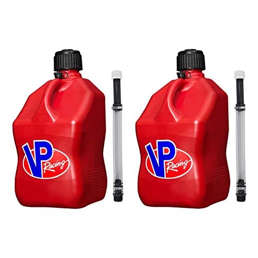 VP Racing Fuels Motorsport 5 Gallon Square Plastic Utility Jug Red & 14 Inch Hose (2 Pack)