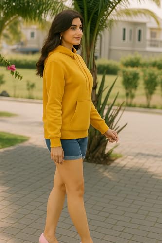 Image of Women Sweatshirt with Hoodies, Hooded Neck Regular Fit Long Sleeve Womens,Solid Hooded Cotton Fleece for Women