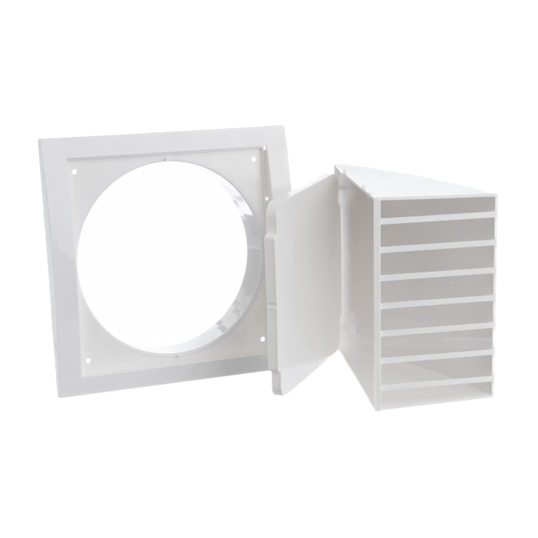Ø 150mm Rejilla de Ventilación con Protección contra Lluvia y Viento y Válvula de Retención - Plástico ABS Blanco