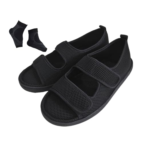 Men's Open Toe Diabetic Sandals, Men Summer Mesh Breathable Adjustable Orthopedic Diabetic Sandals, Lightweight Anti-Slip Indoor Outdoor Sole Edema Shoes, for Foot Heel Pain, Pain Relief