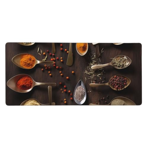 Grand tapis de souris long 90 cm motif épices idéal pour le bureau et la maison