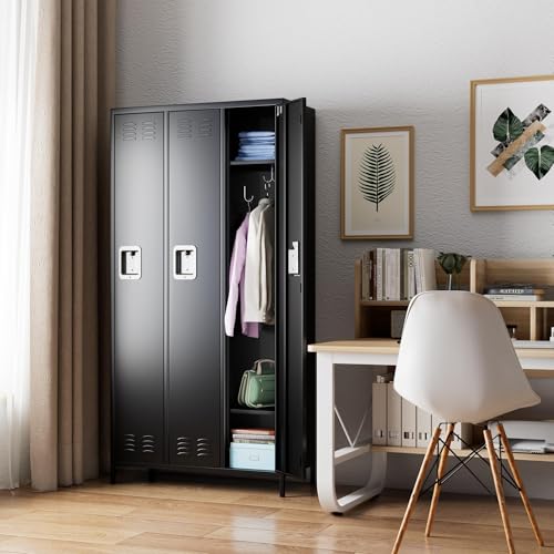 Image of SUXXAN 3 Doors Metal Lockers for Employees for Offices School Gyms Home,Assembly Required(Black)