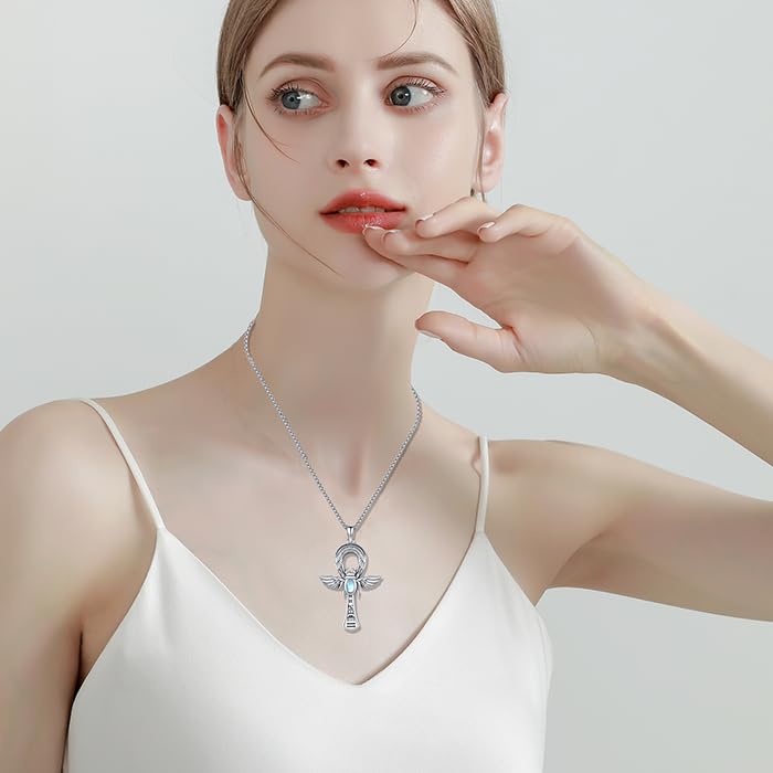 Ankh Egyptian Necklace 925 Sterling Silver Ankh Cross Necklace Scarab Ankh Pendant Ancient Egyptian Symbol jewelry Gift for Men Women4