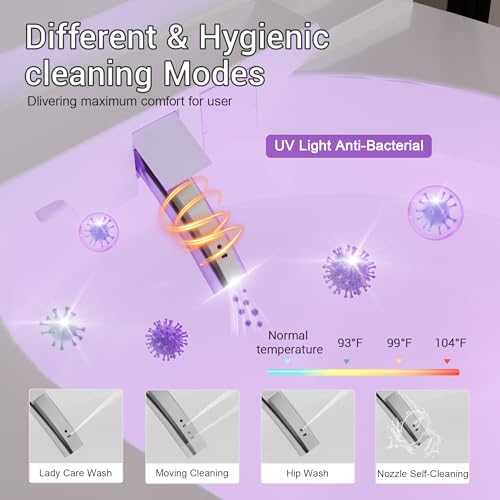 Image of Smart Bidet Toilet w /Tank Heated Seat Cleaner Tablets Auto Flush /Lid&Seat | Foot Sensor UV-C light Electric Modern One Piece Toilet with Dryer LED Display Siphon Flush 1.28 GPF MAP 1000g