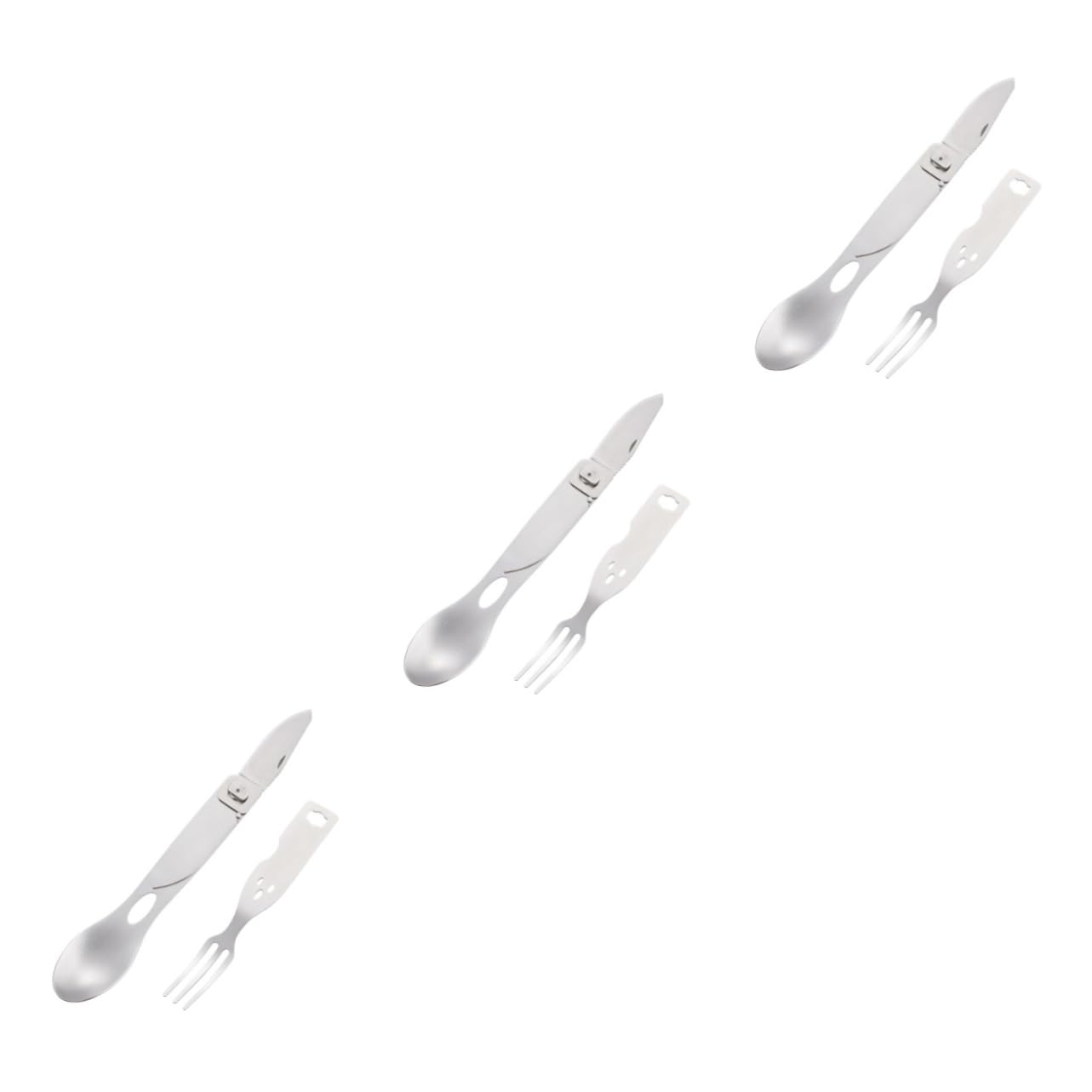 Toddmomy Juego de Cubiertos para Camping Reutilizables para Cocinar al Aire Tenedor Y Cuchara para Picnic Y Hogar.