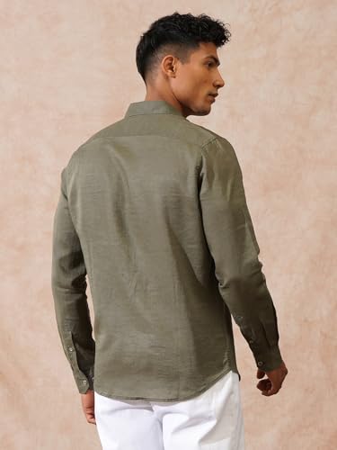 Image of WROGN Men's Linen Blend Shirt | Solid Styles | Slim Fit