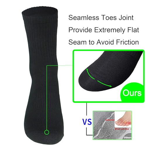 Mens Anti Stink Odor Resistant Blister Proof Seamless Cotton Moisture Wicking Ankle/Crew Dress Socks, Size 7-114