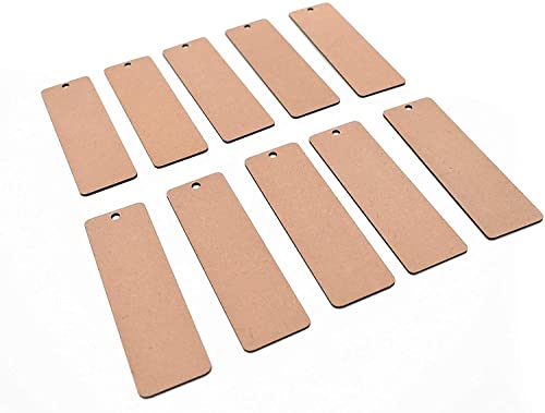 Image of MDF Bookmark Cutouts for Craft - Set of 30 (4x10cm) Plain Wood Sheet Blanks for Painting, Resin Art, Decoupage & DIY School Projects | Rectangular Wooden Tags for Kids & Professional Artists