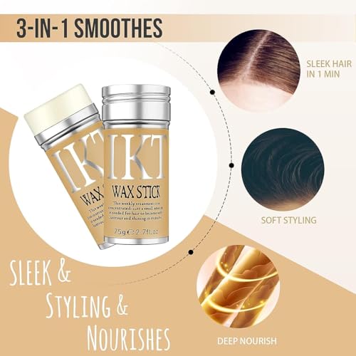 Image of IKT Hair Wax Stick for Women Styling, Wigs and Broken Hair Finishing Hair Tamer for Smoothing Flyaways & Taming Edge Frizz, Non-greasy With Teasing Comb (Pack of 2)