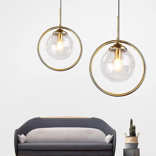 Lampe à suspension E27 lustre en verre sphérique salon
