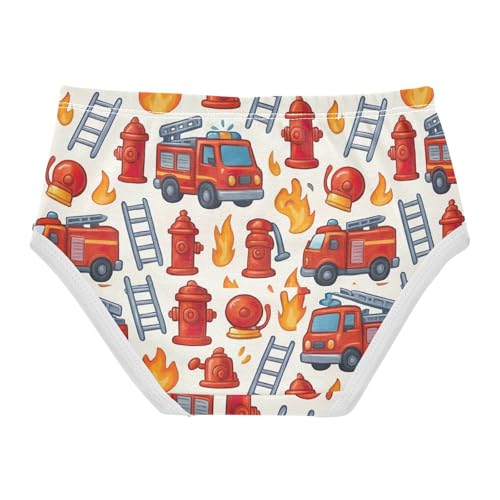 Joisal Personalized Toddlers Underwear Floral 2t Cotton Panties Little Girl Cute Cartoon Fire Trucks Red Briefs Underpants2