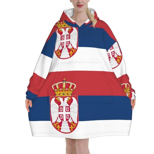 Couverture à capuche Serbie en flanelle de qualité avec poche géante