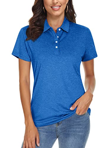 Tacvasen Polo Shirts For Women Dry Fit Casual Sports Short Sleeve T-Shirts Lightweight For Golf Ladies Activewear, Sea Blue, L #TOP6