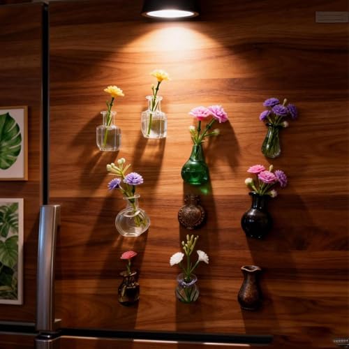 Jarrones magnéticos pequeños para decorar pizarras y neveras sin espacio 3