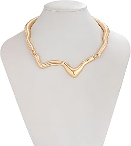 Amazon.com: Punk Irregular Liquid Metal Clavicle Necklace for