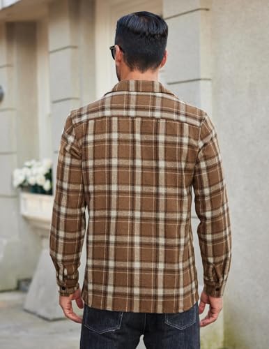 COOFANDY Men's Flannel Shirts Casual Button Down Plaid Shirt Jacket Long Sleeve Fleece Shacket4