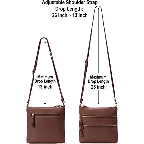 Image of Solene Small Multi Zipper Pocket Crossbody Bag with Adjustable Strap, Lightweight Travel Purse, Daily Small Messenger Pouch