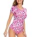 Somniumnight Adult Onesie Bodysuit for Women: Cute Stretchy Romper Snap Crotch - Kawaii Pajamas Soft Fit Gift for Sleepwear - Short Sleeve with Button Puppy Paw Print Pink M