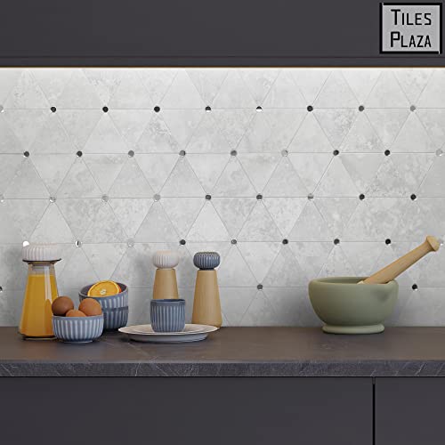 The Tiles Plaza Diamond Backsplash Peel And Stick. Glass Mirror Stick On Tile For Kitchen Bathroom Fireplace. Cement Grey Wall Tile, 1 Sheet #TOP4