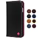 Produktbild Porter Riley - Lederhülle für iPhone X/iPhone XS. Premium Echtleder Standhülle/Cover/Brieftasche kompatibel mit iPhone X/XS (Schwarz, Rosa)