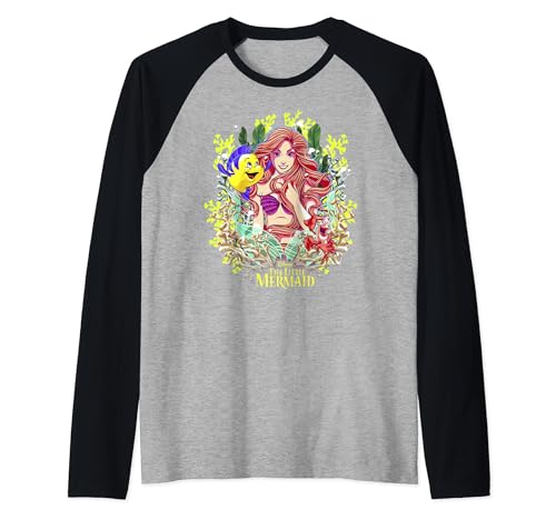 T-shirt Ariel et Polochon Disney cadre floral, le cadeau idéal pour femme