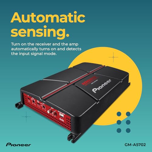 Pioneer GM-A5702 2-Channel Car Amplifier – 1000W Max, Class AB, Bridgeable Design, Bridgeable, Variable Filters, High Power