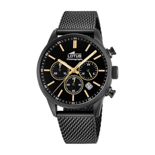 LOTUS Reloj Hombre Analógico de Acero Inoxidable 316l Negro - Movimiento de Cuarzo - Cronógrafo - Calendario - Cristal Mineral de Alta Resistencia - Resistente al Agua 5 ATM Casual 18700/2 Chrono LOTUS Reloj Hombre Analógico de Acero Inoxidable 316l Negro - Movimiento de Cuarzo - Cronógrafo - Calendario - Cristal Mineral de Alta Resistencia - Resistente al Agua 5 ATM Casual 18700/2 Chrono