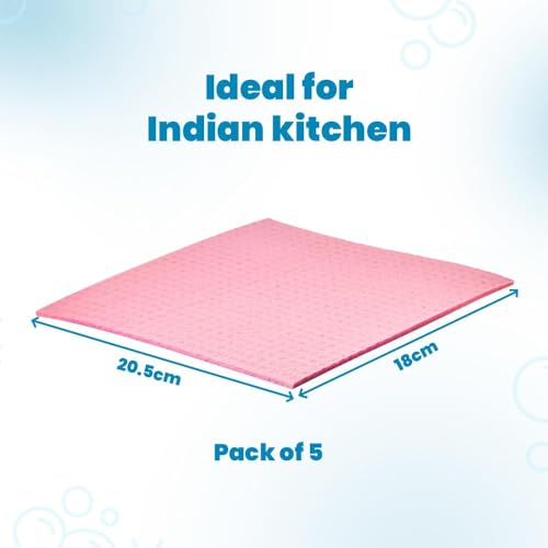 Image of Koparo Natural Cellulose Sponge Wipes for Kitchen and Home Cleaning | Pack of 3 | Reusable & Biodegradable Kitchen Cleaning Wipes | Lint-Free | 13X Absorption | XL Size Wipes
