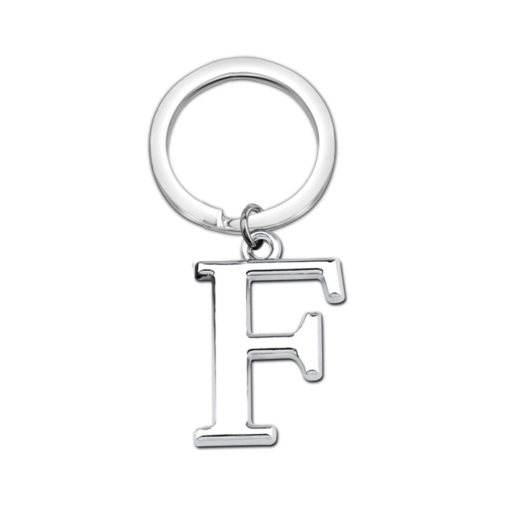 Rohans Keyring Letter - Initial Alphabet Key Ring Charm Silver and Gold (Silver, F)