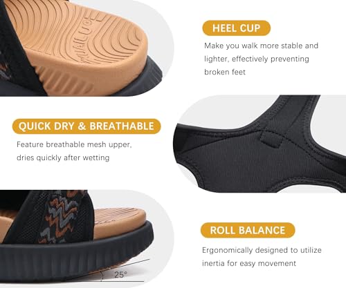 Image of KuaiLu Womens Orthopedic Walking Sandals with Comfortable Arch Support Plantar Fasciitis Relief Summer Outdoor Hiking Sport Recovery Adjustable Strap Athletic Chunky Cushion Shoes