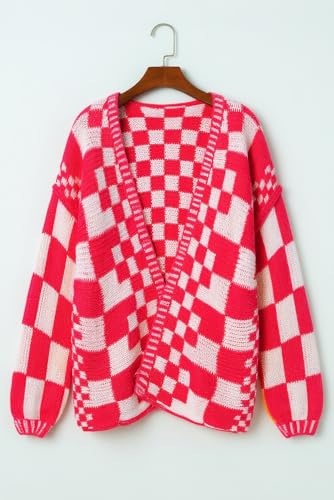 SELINK Girls Mixed Checkered Cardigan Sweater Kids Vintage Chunky Sweater Cardigan Casual Open Front Plaid Outerwear2
