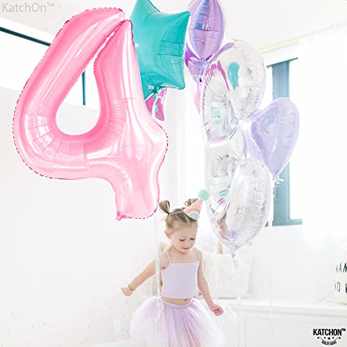 Image of KatchOn, Pink Giant Light Number 4 Balloon - 40 Inch, 4th Birthday Decorations Girl