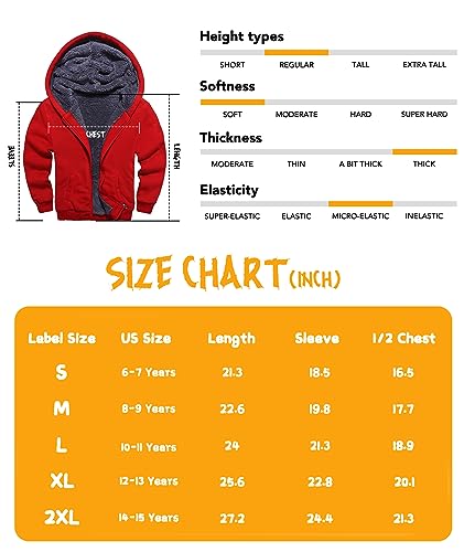 Image of GEEK LIGHTING Boys Sherpa Lined Hoodie Kids Fleece Sweatshirt Full Zip Hooded Jacket