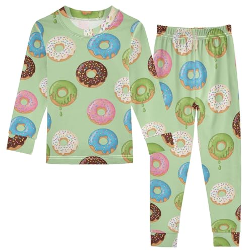 Pajama Sets Long Sleeve Colorful Donuts Sprinkles Soft Comfy Sleepwear 2 Piece PJS 3-8T